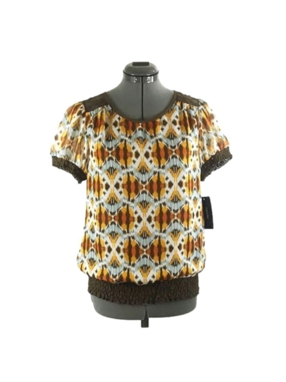 NICOLE by NICOLE MILLER Sun abstract print blouse. Size S, NWT!